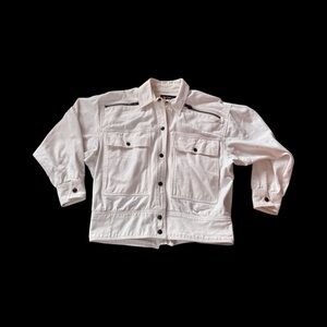 Vintage 80s Andy Johns Denim Jacket Cream Color Size Medium